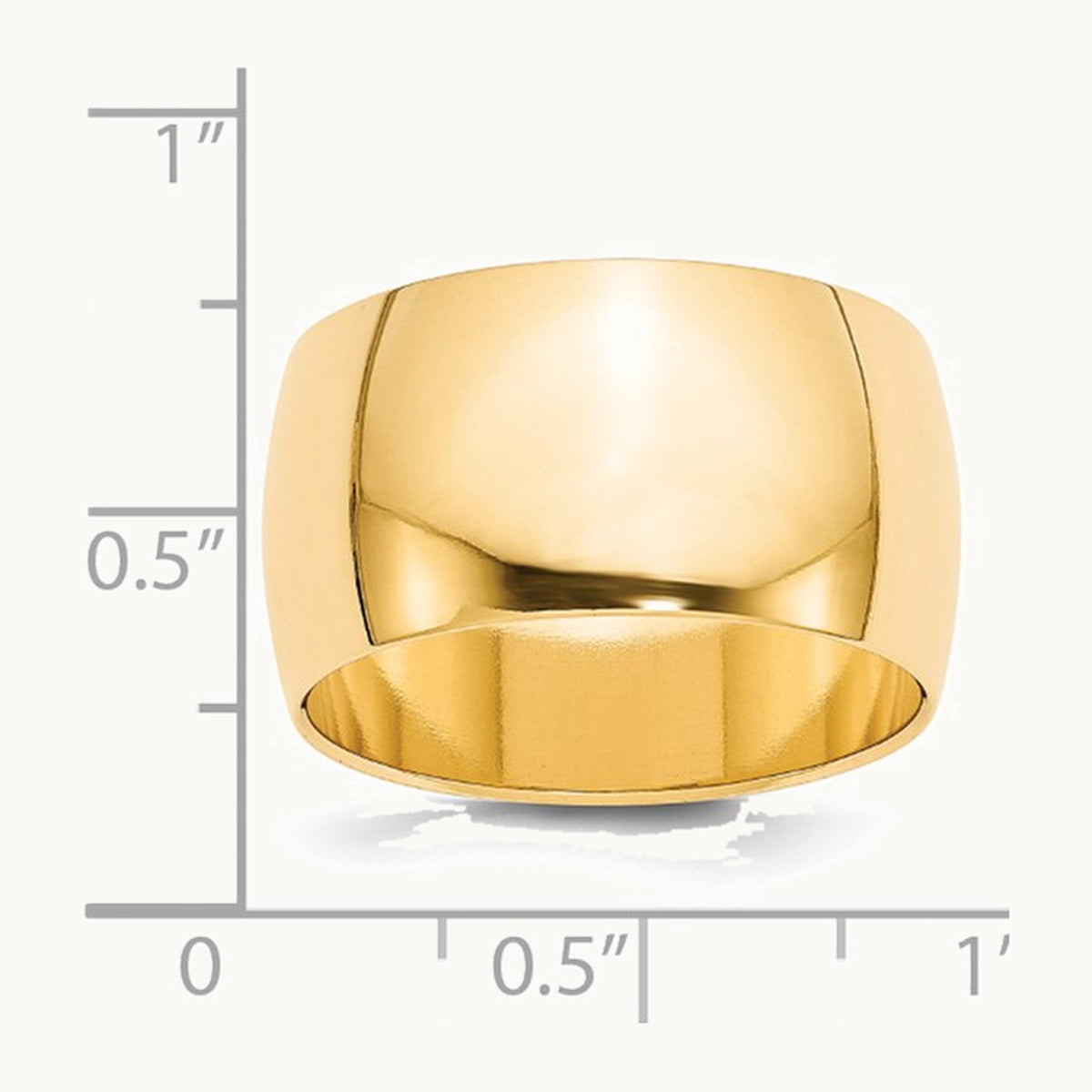 14K Yellow Gold 12mm Half Round Wedding Band