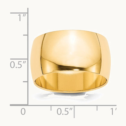 14K Yellow Gold 12mm Half Round Wedding Band