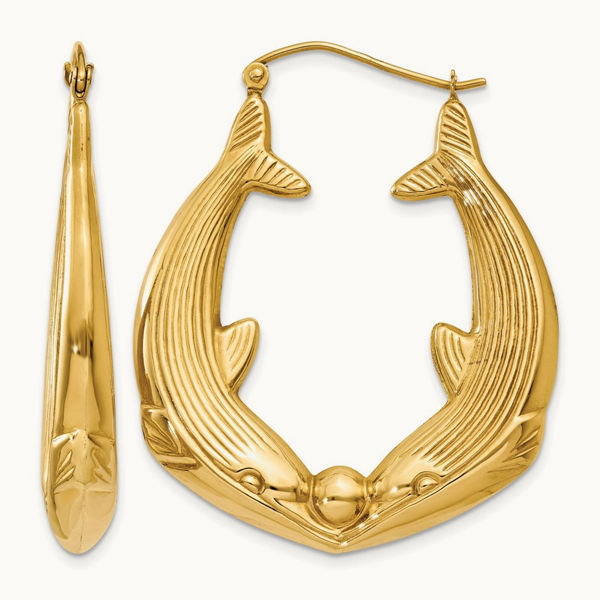 Polished Dolphin Hoop Earrings — 32.75mm