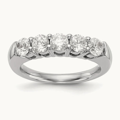 5-Stone Diamond Band, 14K White Gold