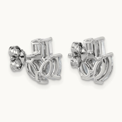 Emerald Marquise & Pear 3 Stone Earrings, 2.00 ct tw Lab-Grown Diamond