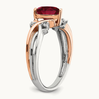 Heart Created Ruby and Diamond Ring, 14K Two-tone