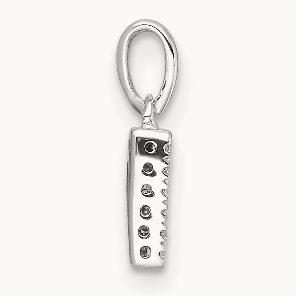 Diamond Initial with Bail Pendant — 14K White Gold, D