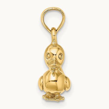 3-D Duckling Charm, 14K