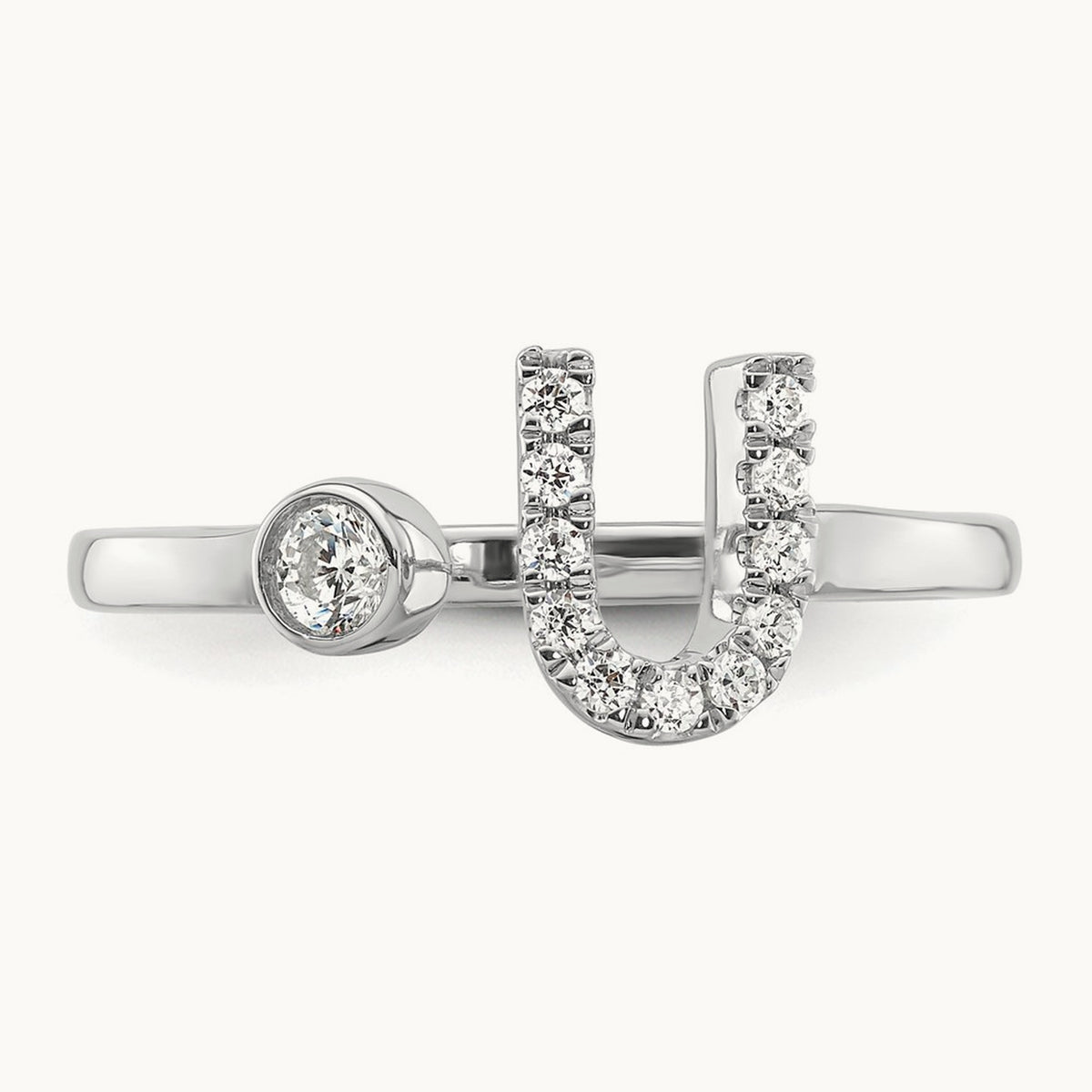 Initial U Adjustable Ring, 0.15 ct tw Lab-Grown Diamond