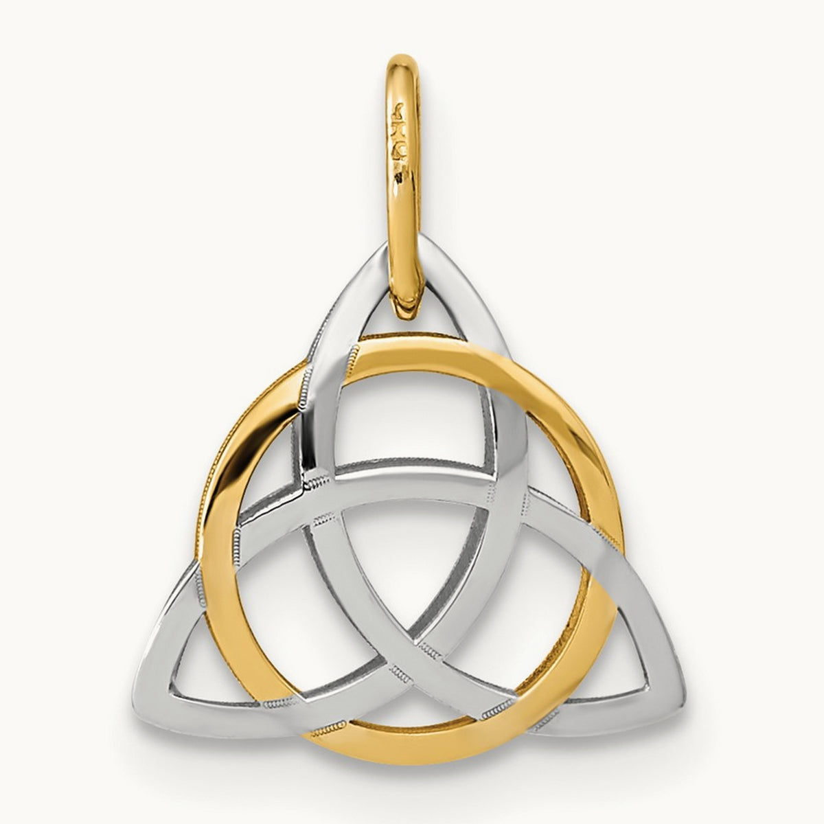 Polished Celtic Pendant, 14K Gold with White Rhodium