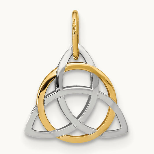 Polished Celtic Pendant, 14K Gold with White Rhodium