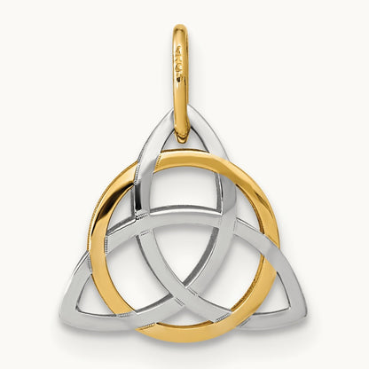 Polished Celtic Pendant, 14K Gold with White Rhodium