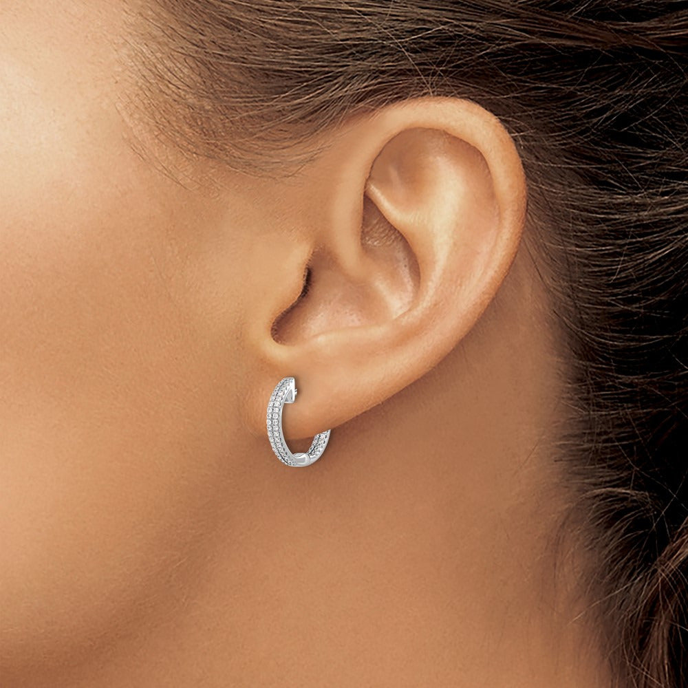 In/Out Diamond Hinged Hoop Earrings — 14mm