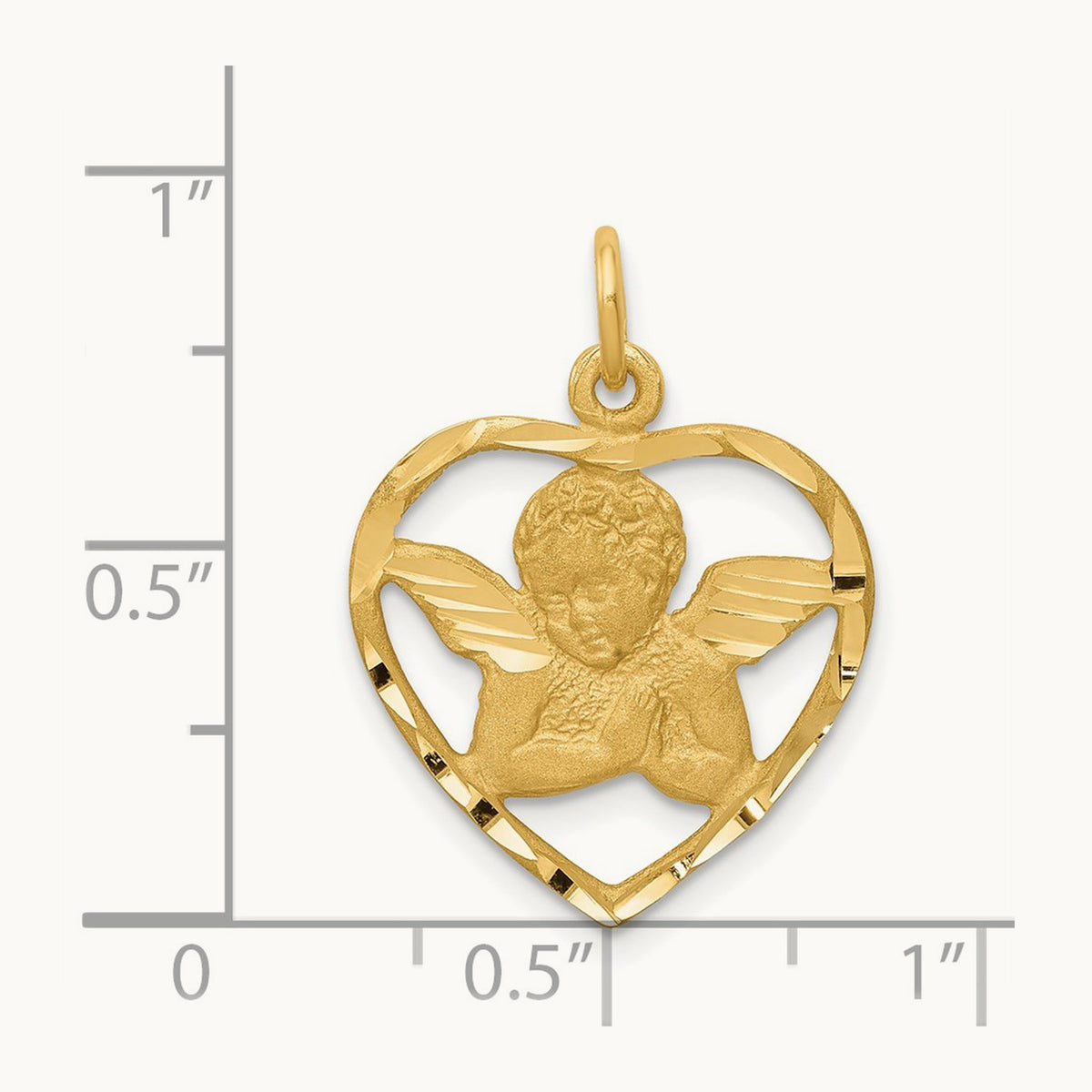 Angel in Heart Charm — 14K Yellow Gold
