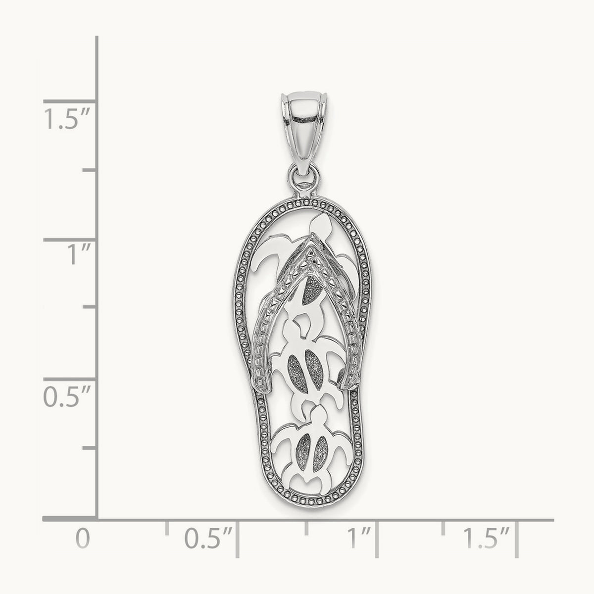 Triple Turtle Flip-Flop Charm — 14K White Gold