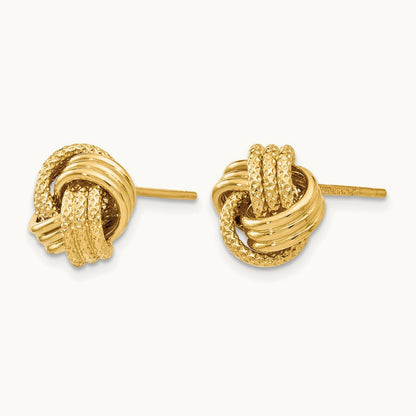Polished Textured Love Knot Earrings, 14K — Leslie's