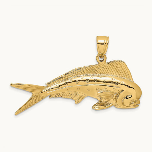 3-D Male Dorado (Mahi-Mahi) Charm, 14K