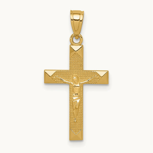 Diamond-cut Crucifix Pendant, 14K