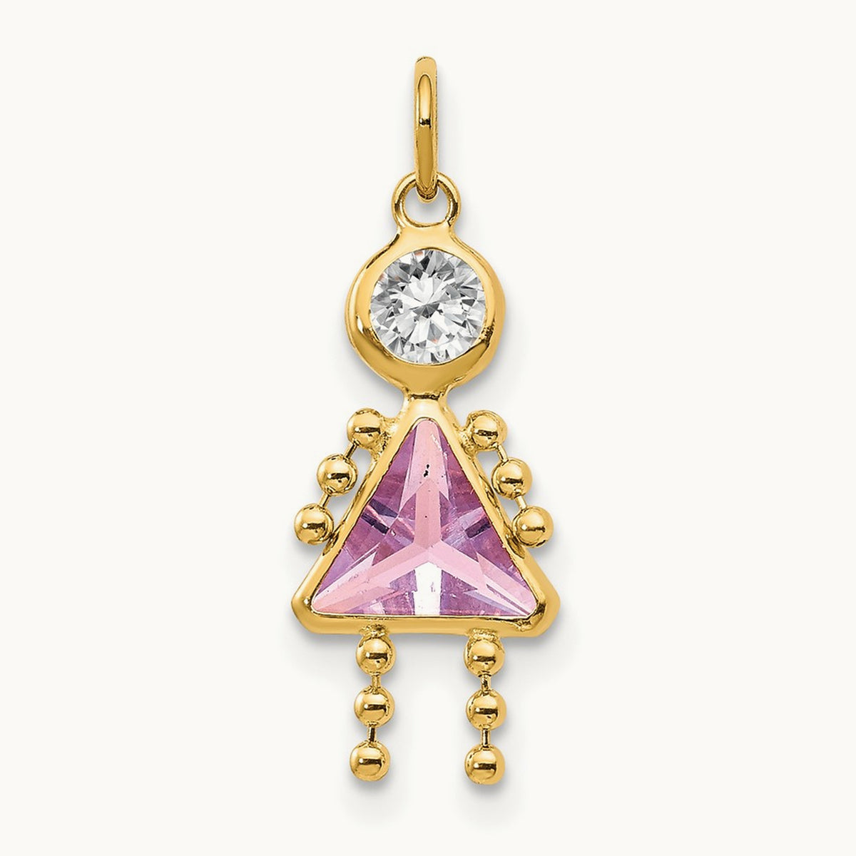 June Girl Birthstone Charm, 14K