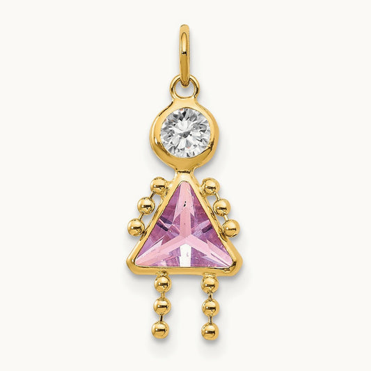 June Girl Birthstone Charm, 14K