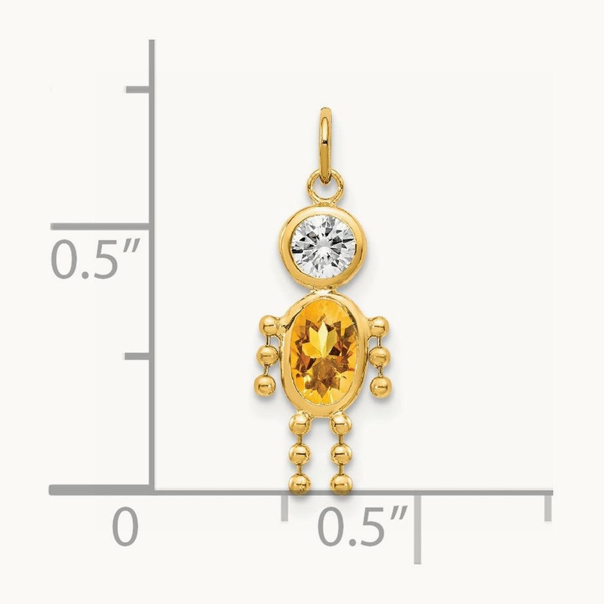 November Boy Birthstone Charm, 14K