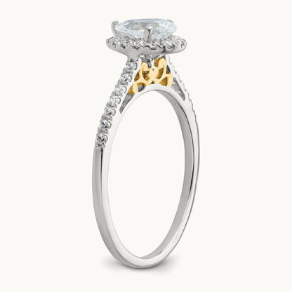 Pear Halo Semi-Mount Engagement Ring — 14K Two-Tone, 1/4 ct, 7