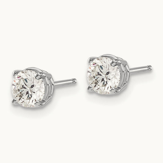 1.00ct I1 J-K Diamond Stud Push-on Post Earrings, 14K White Gold