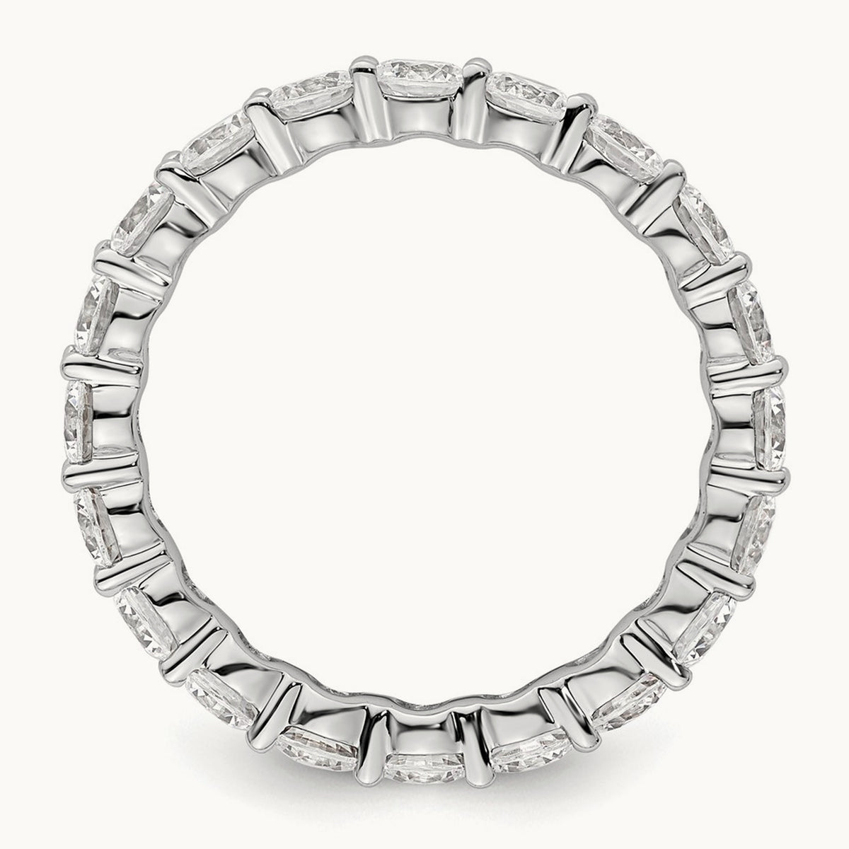 Polished Shared Prong Diamond Eternity Band — 14K White Gold, 3 ct, 9