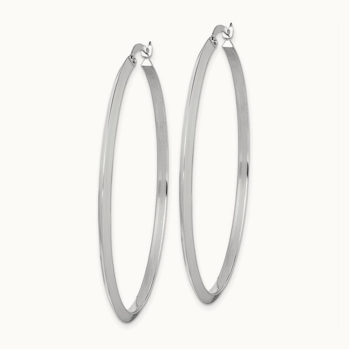 Polished Hoop Earrings, 52.5mm in 14K White Gold