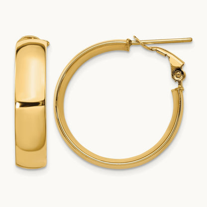 High Polished Omega Back Hoop Earrings, 14K — Leslie's