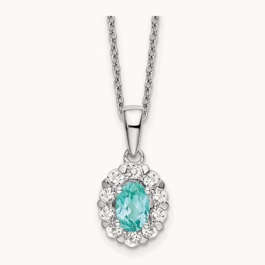 Created Paraiba Pendant Necklace, 0.50 ct tw Lab-Grown Diamond
