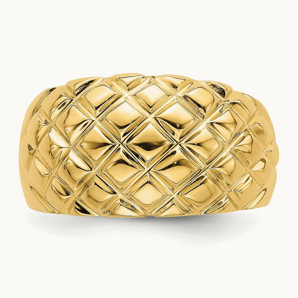 Polished Basket Weave Pattern Ring, 14K