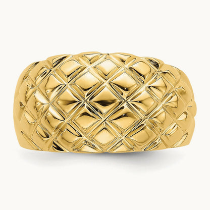 Polished Basket Weave Pattern Ring, 14K