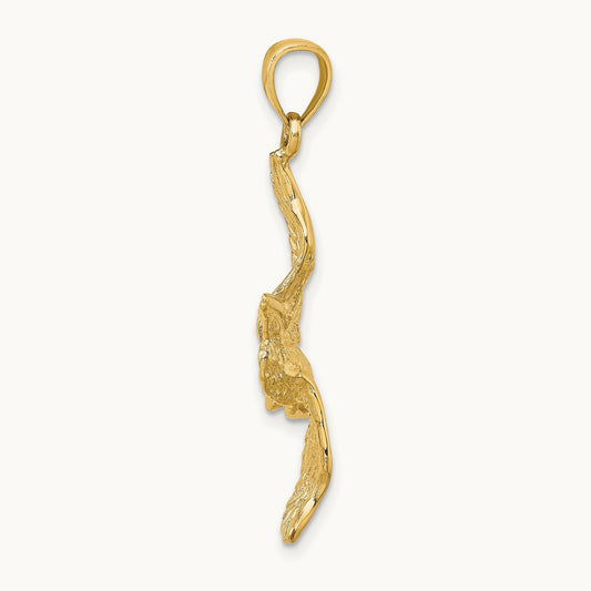 3-D Pelican Flying Charm — 14K Yellow Gold, 34mm