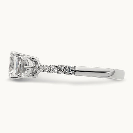 3 Stone Half Moon/Cushion Semi-Mount Ring, 0.75 ct tw