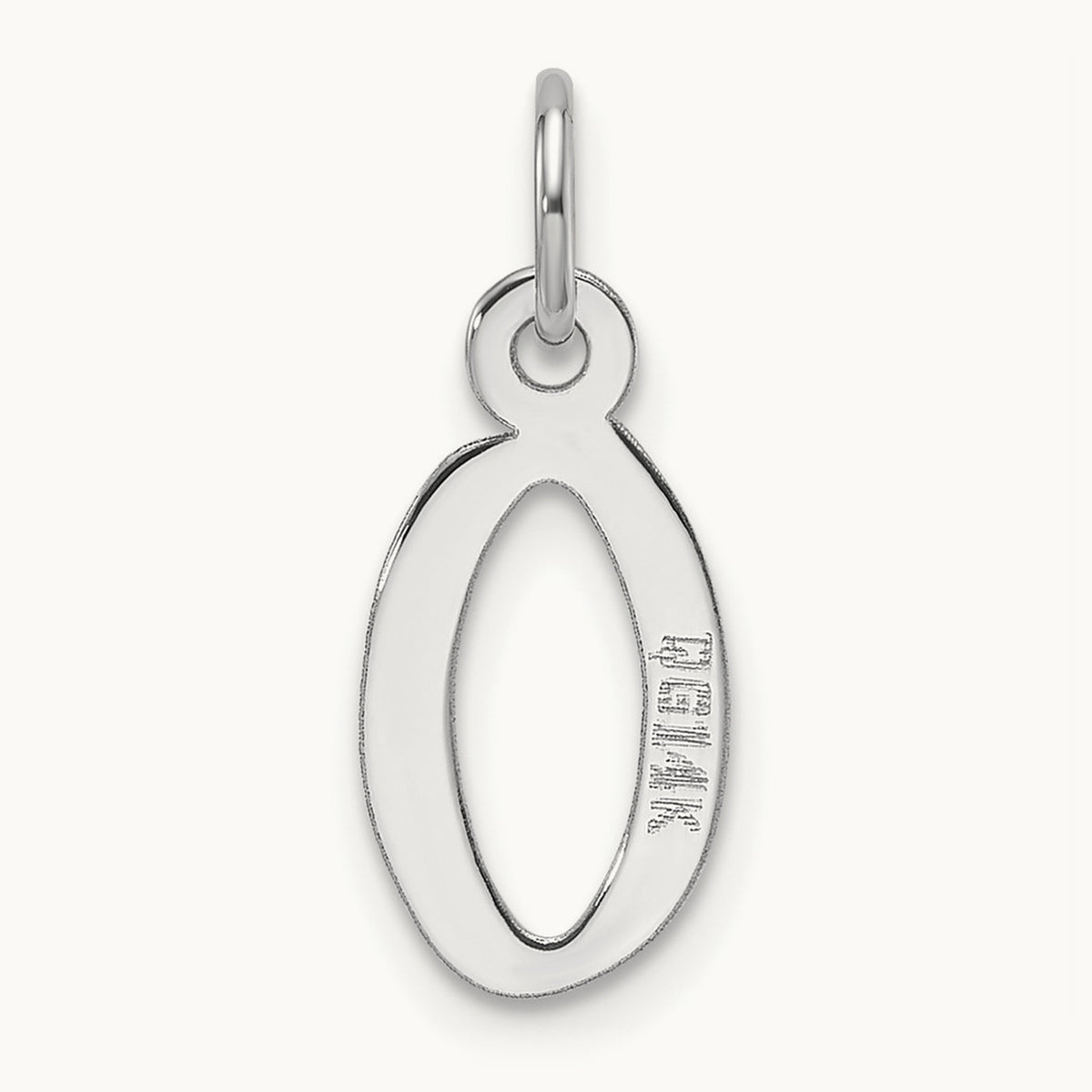 Slanted Block Initial Charm — 14K White Gold, O