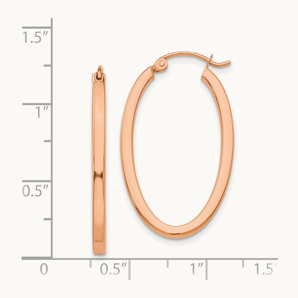 Polished Oval Tube Hoop Earrings — 14K Rose Gold, 18.5mm