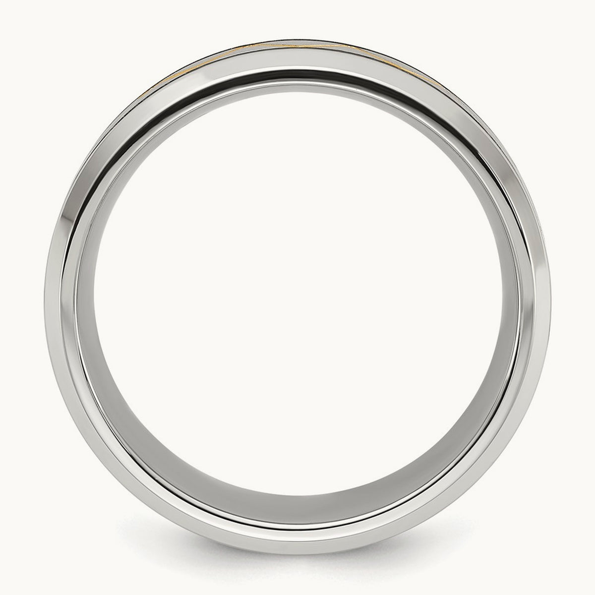 Brushed and Polished Yellow IP-plated Band, 8mm, Titanium