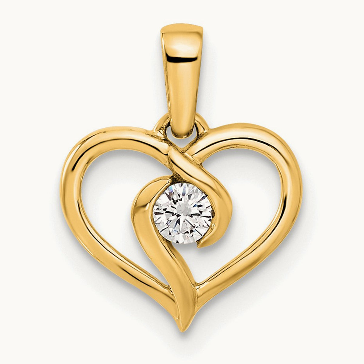 Heart Pendant, 0.10 ct tw Lab-Grown Diamond — 14K Yellow Gold