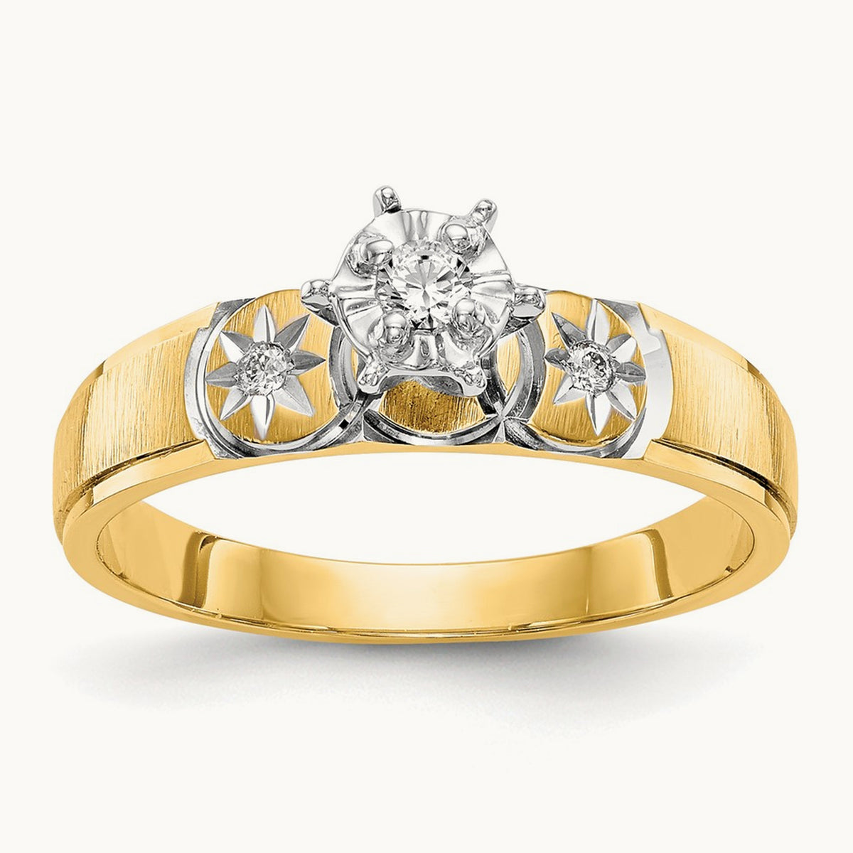AA Quality Trio Complete Engagement Ring, 14K
