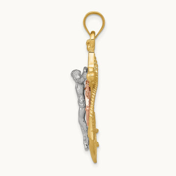 Tri-color Mariners Cross Pendant, 14K