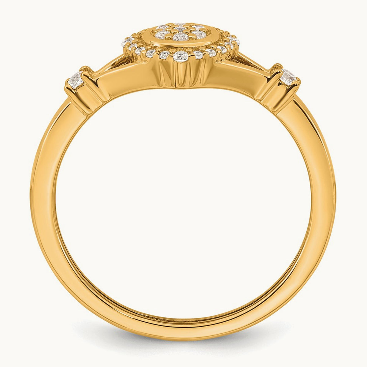 Complete Diamond Round Cluster Halo Engagement Ring, 3.3mm thick — 14K Yellow Gold