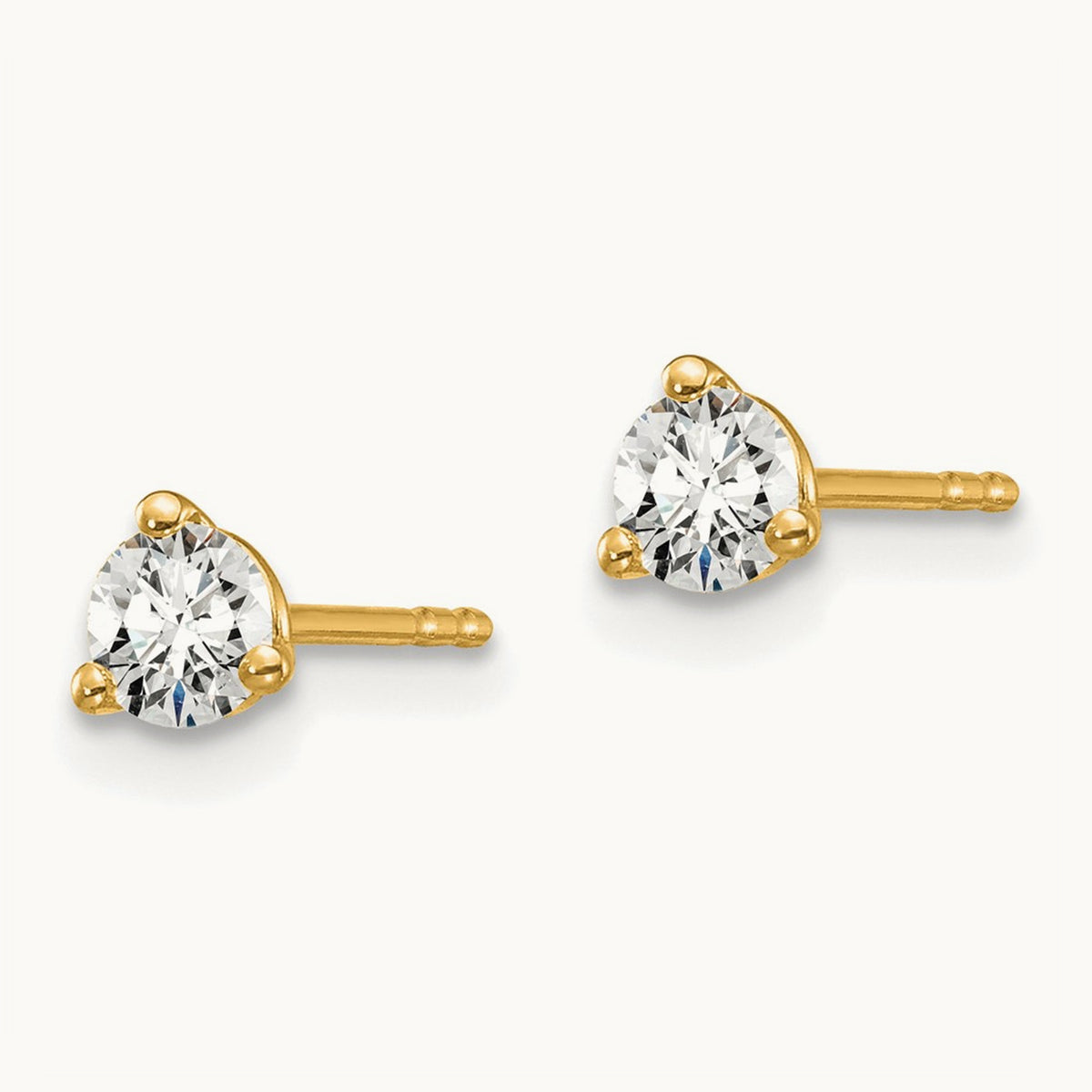 Round Stud Earrings, 0.10-6.00 ct tw Lab-Grown Diamond — 1/3 ct, 18K Yellow Gold