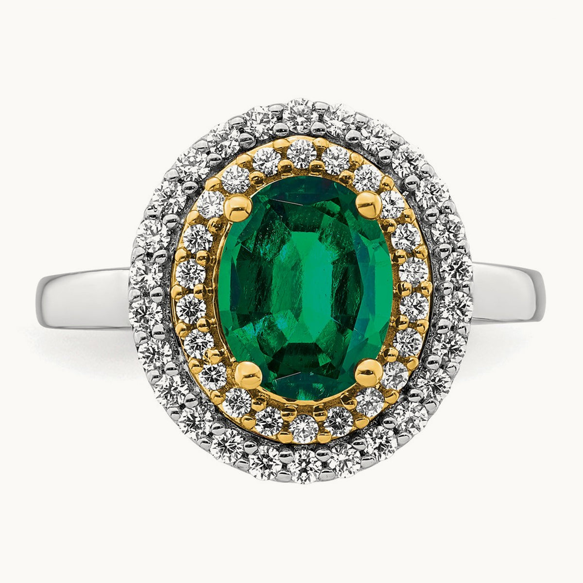 Created Emerald Fashion Ring, 0.50 ct tw Lab-Grown Diamond