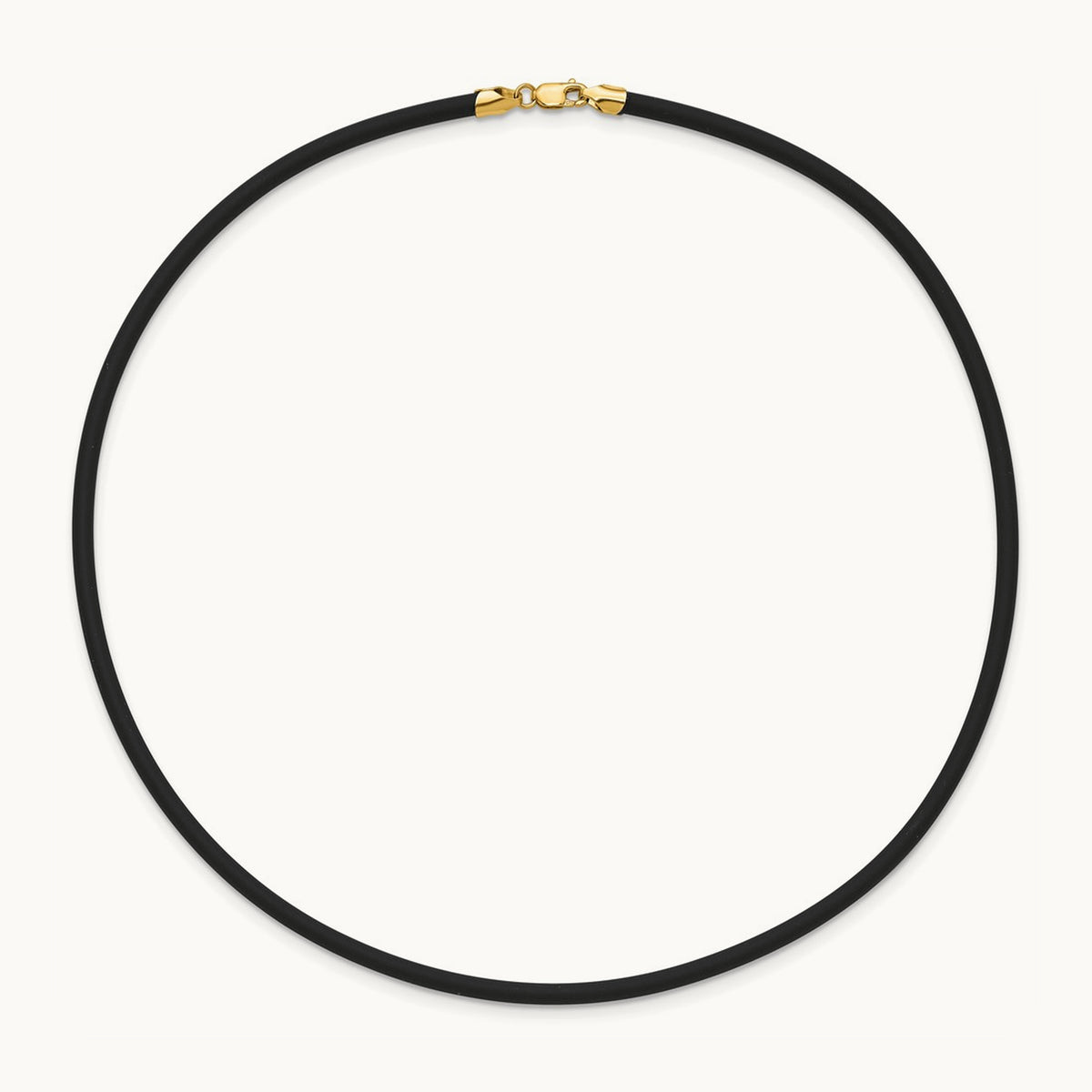 16in with Yellow Clasp Black Rubber Cord Necklace — 3mm