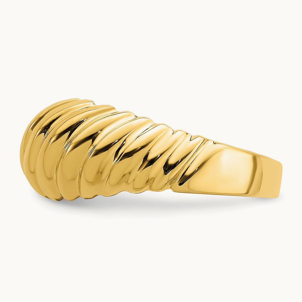 Polished Shrimp Dome Ring, 14K