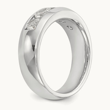 5-Stone Diamond Channel Band, 14K White Gold