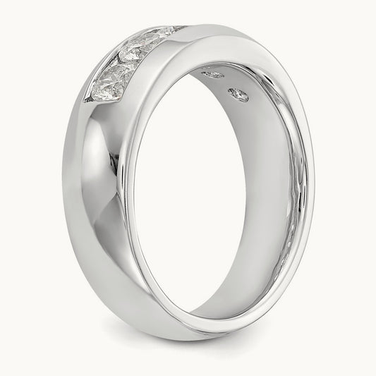 5-Stone Diamond Channel Band, 14K White Gold