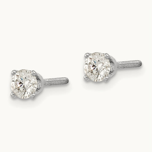 AA Quality Complete Diamond Stud Earring, 14K White Gold