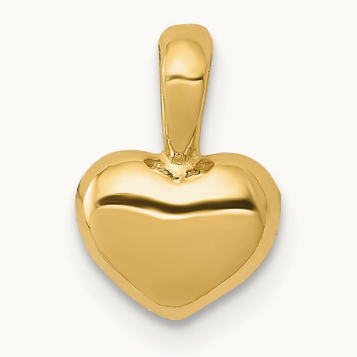 Polished Domed Heart Charm — 14K Yellow Gold