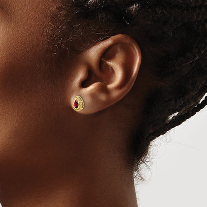 Pear Garnet Post Earrings — 14K Yellow Gold