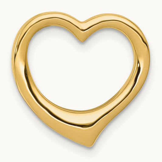 Polished Heart Chain Slide — 14K Yellow Gold, 15.5mm
