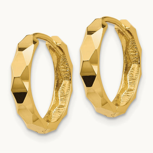 Diamond-cut Hoop Earrings, 14K