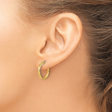 Polished Greek Key Round Hoop Earrings — 16mm